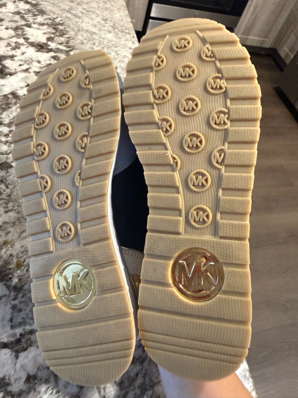Michael Kors Tan Knit and Leather Lace-Up Sneakers - Picture 4 of 6
